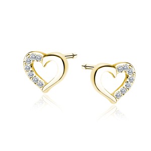 Cercei argint placati cu aur galben inima cu pietre DiAmanti Z1901EG_W-DIA (Argint 925‰ 1,1 g.)